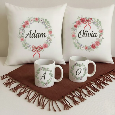 Personalized Couple Pillow and Mug set
