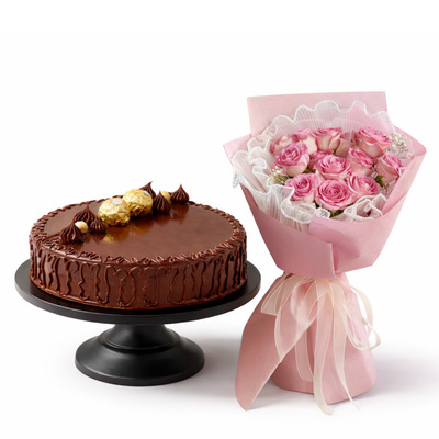 Pink Petals & Choco Love Combo