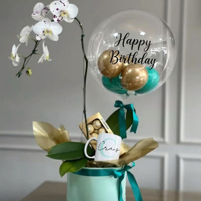 Birthday Wishes Orchid & Personalized Gift Box