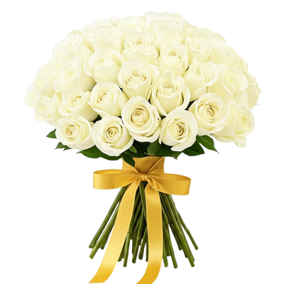 Ivory Bliss – 40 White Roses with Ferrero Rocher