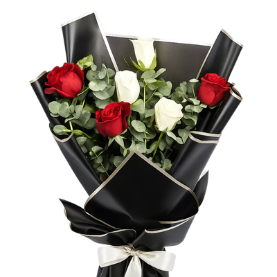 Classic Affection – Red & White Roses Bouquet
