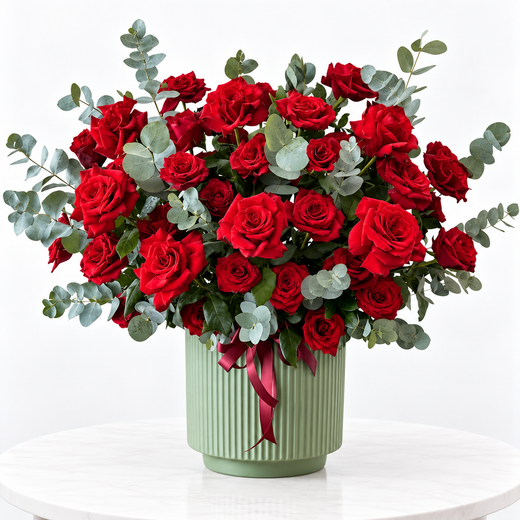 Classic Deep Red Rose Arrangement
