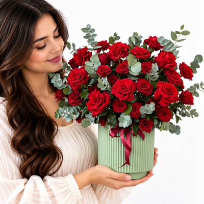 Classic Deep Red Rose Arrangement