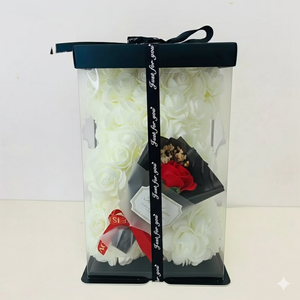 Milk White Rose Teddy Bear