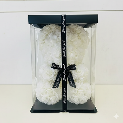 Pure White Rose Teddy Bear