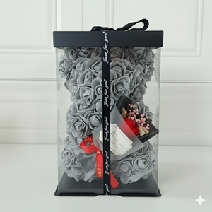 Grey Rose Teddy Bear