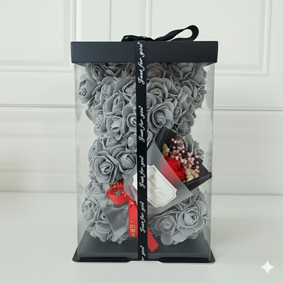 Grey Rose Teddy Bear