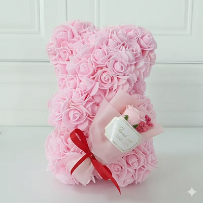 Luxury Pink Rose Teddy Bear