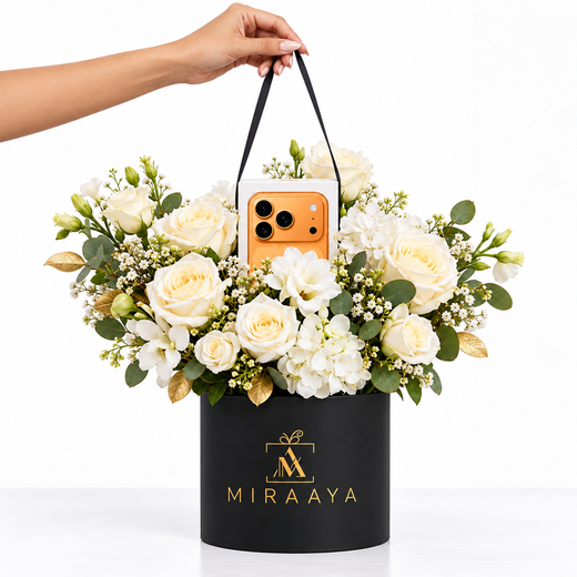 iPhone 17 Pro & White Roses Luxury Gift Box