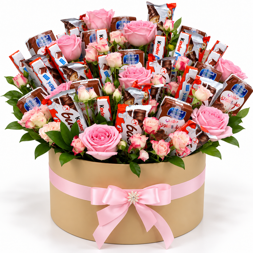 Pink Rose & Kinder Chocolate Delight
