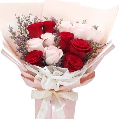 Sweet Romance – Red & Pink Rose Bouquet