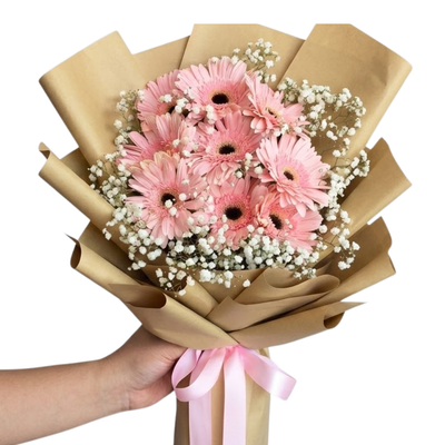 Rustic Charm Pink Gerbera Bouquet