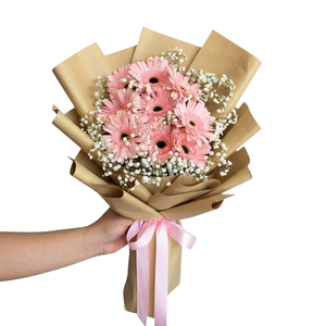 Rustic Charm Pink Gerbera Bouquet