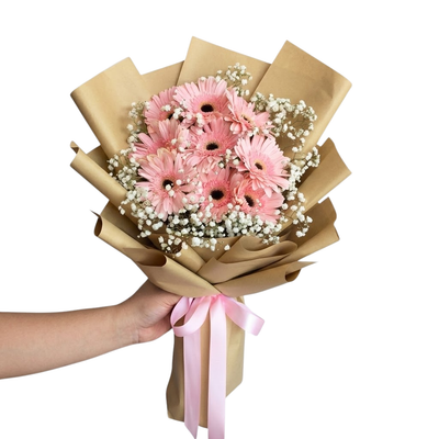 Rustic Charm Pink Gerbera Bouquet