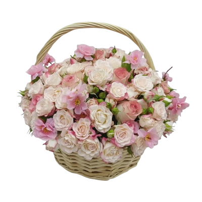 Sweetheart Pink Mini Rose Basket