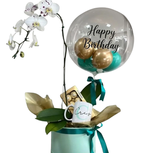Birthday Wishes Orchid & Personalized Gift Box