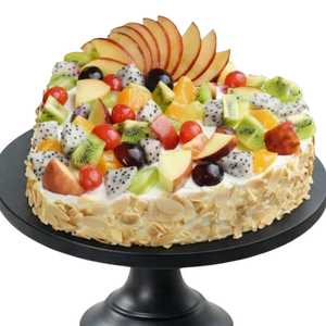 Heart-Shaped Tropical Fruit & Almond Cake