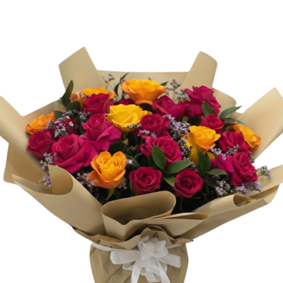 The "Sunset Blaze" Rose Bouquet