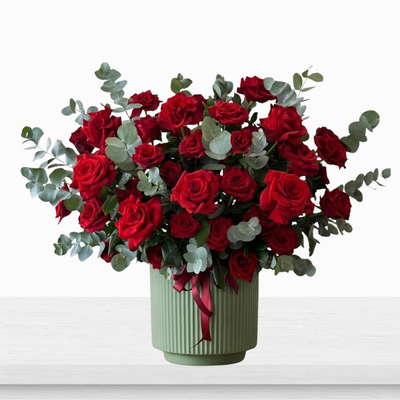Classic Deep Red Rose Arrangement