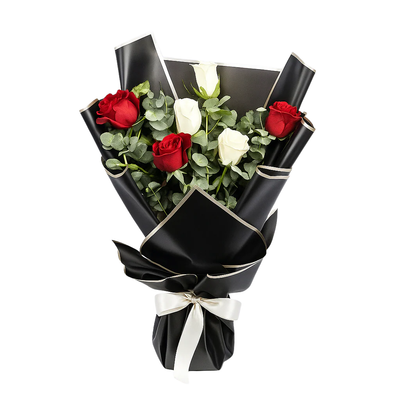 Classic Affection – Red & White Roses Bouquet