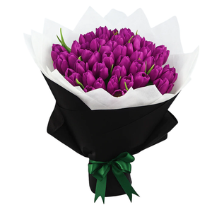 Royal Charm – 40 Purple Tulips Bouquet