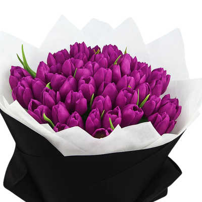 Royal Charm – 40 Purple Tulips Bouquet