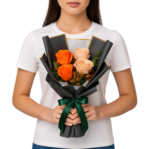 Citrus Glow – Mini Orange & Peach Rose Bouquet