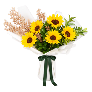 Radiant Joy – Sunflowers in White Wrap