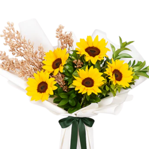 Radiant Joy – Sunflowers in White Wrap