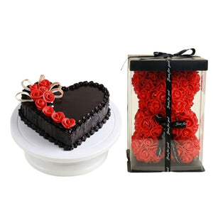 Elegant Floral Cake & Shimmering Red Roses