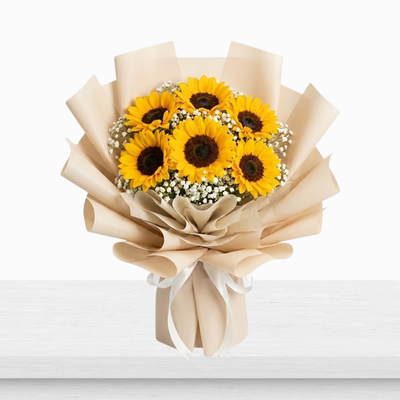 Golden Sunflower & Cream Bouquet
