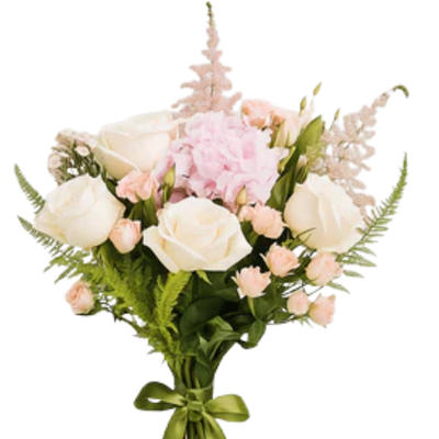 Whispering Bloom – Soft White & Blush Hand Bouquet