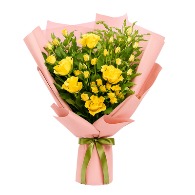 Morning Joy – Yellow Rose & Bud Bouquet