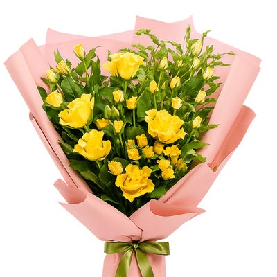 Morning Joy – Yellow Rose & Bud Bouquet