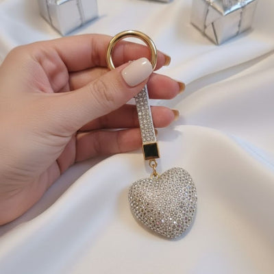 Clear Crystal Heart Keychain