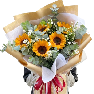 Blushing Sunshine Sunflower Bouquet