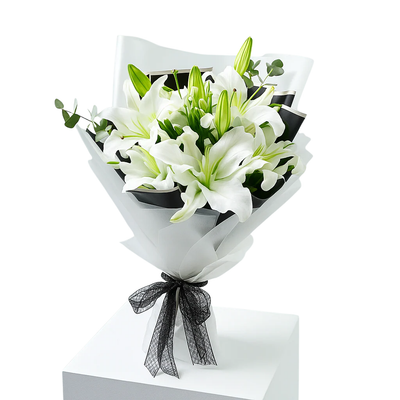 Serene Grace – White Lily Bouquet