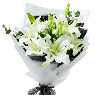 Serene Grace – White Lily Bouquet