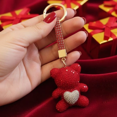 Teddy crystal keychain