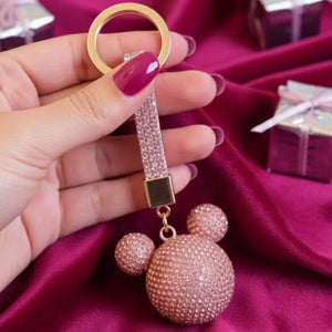 Pink Crystal mickey Keychain