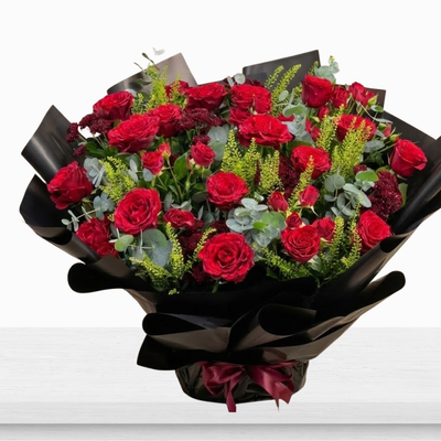 Crimson Midnight Rose Bouquet