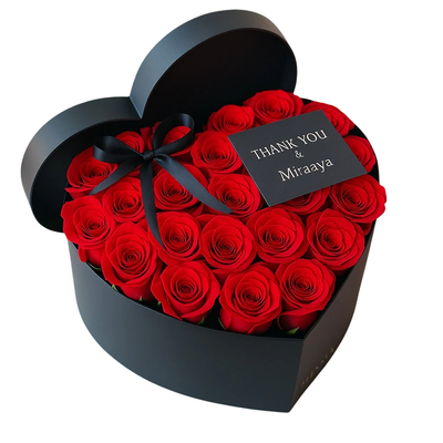 Midnight Heart – 23 Red Roses in Black Box