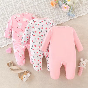 Baby Girls' Swan & Heart Ruffle Footed Romper Set