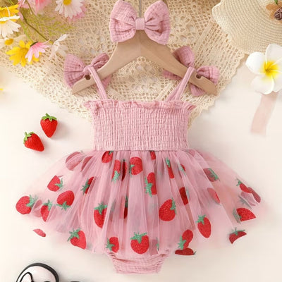 Baby Girls' Strawberry First Birthday Tutu Romper Set