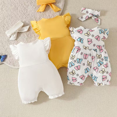Girls' Butterfly & Ruffle Romper Set