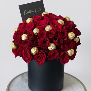 Luxury Red Rose & Ferrero Rocher Hat Box