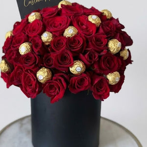 Luxury Red Rose & Ferrero Rocher Hat Box
