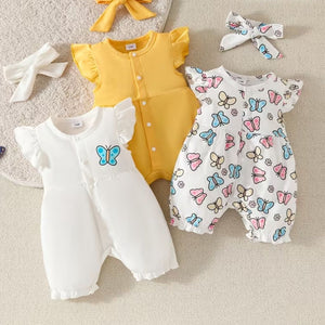Girls' Butterfly & Ruffle Romper Set