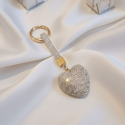 Clear Crystal Heart Keychain