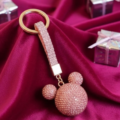 Pink Crystal mickey Keychain